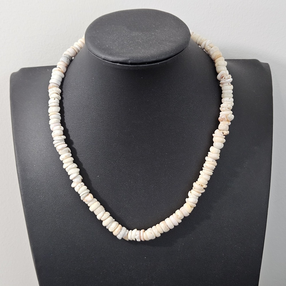 Genuine Puka Shell Necklace 8mm Barrel Clasp 16"